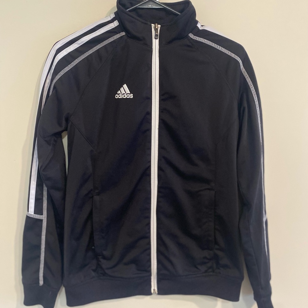 Adidas Black and White Windbreaker with Athletic Design